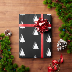 minimalist Christmas tree holiday black white Wrapping Paper