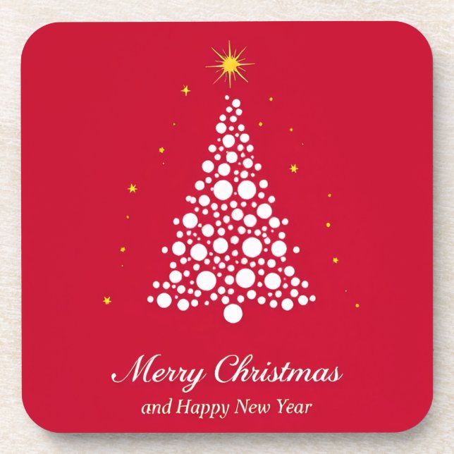 Minimalist Christmas Tree Illustration Coaster (Front)