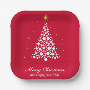 Minimalist Christmas Tree Illustration Paper Plate
