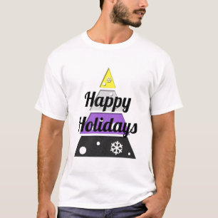 Minimalist Christmas Tree in Non-Binary Pride Flag T-Shirt