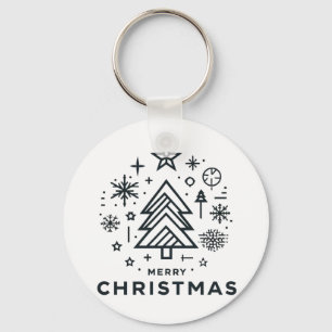 Minimalist Christmas Tree Merry Christmas Design Key Ring