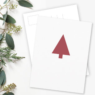 Minimalist Christmas Tree Modern Scandi Red Postcard