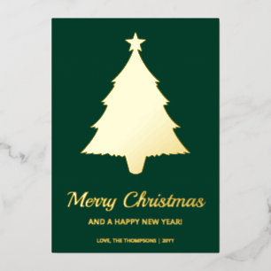 Minimalist Christmas Tree Shape With Text On Green