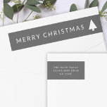 Minimalist Christmas Tree | Simple Return Address Wrap Around Label<br><div class="desc">Minimalist, bold and simple christmas tree silhouette design wrap around labels in a 'scandi' scandinavian design style. The modern, minimal and bold design stands out from traditional christmas designs and is the perfect choice for the festive season. Can be easily personalized with your holiday message and return address details. In...</div>
