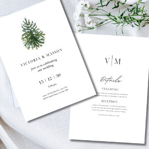 Minimalist Christmas Tree Wedding Winter Holiday Invitation