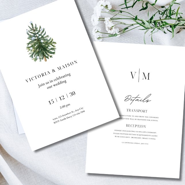 Minimalist Christmas Tree Wedding Winter Holiday Invitation (Creator Uploaded)