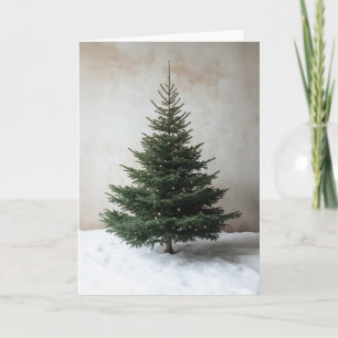 Minimalist Christmas Tree with Soft Lights on Snow Invitation