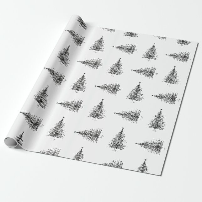 Minimalist Christmas Tree Wrapping Paper (Unrolled)