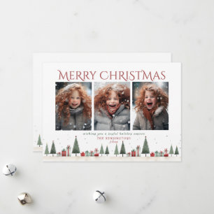 Minimalist Christmas Trees Gifts Holiday Photo Card
