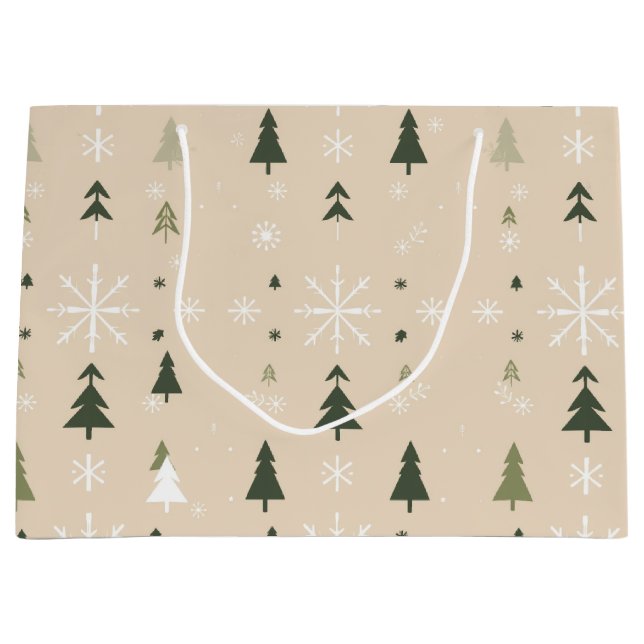 Minimalist Christmas Trees & Snowflakes Gift Bag (Front)