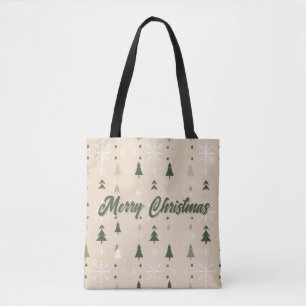 Minimalist Christmas Trees & Snowflakes Tote Bag