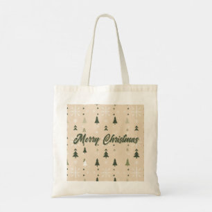 Minimalist Christmas Trees & Snowflakes Tote Bag