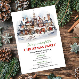 Minimalist Christmas village cozy winter scene  Invitation