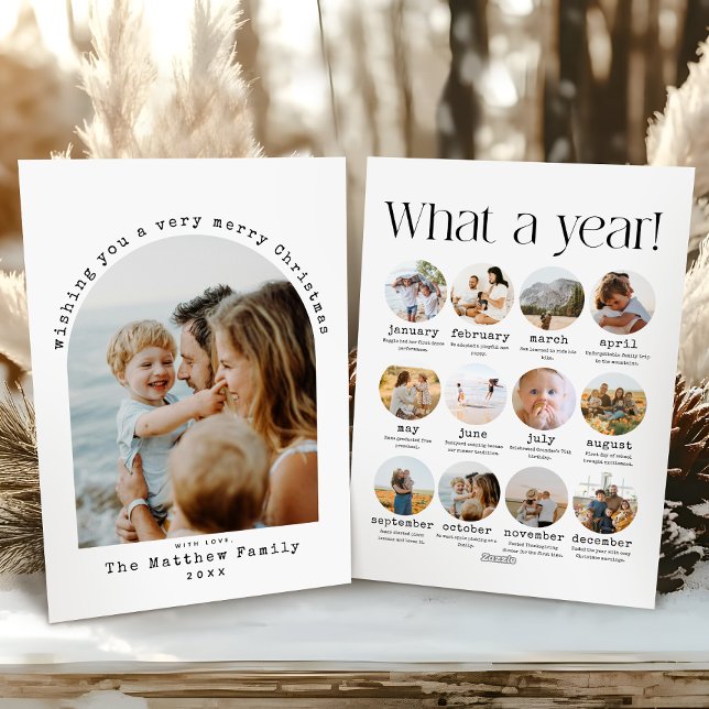 Minimalist Christmas What a Year Photo Collage Holiday Card (Creator Uploaded)