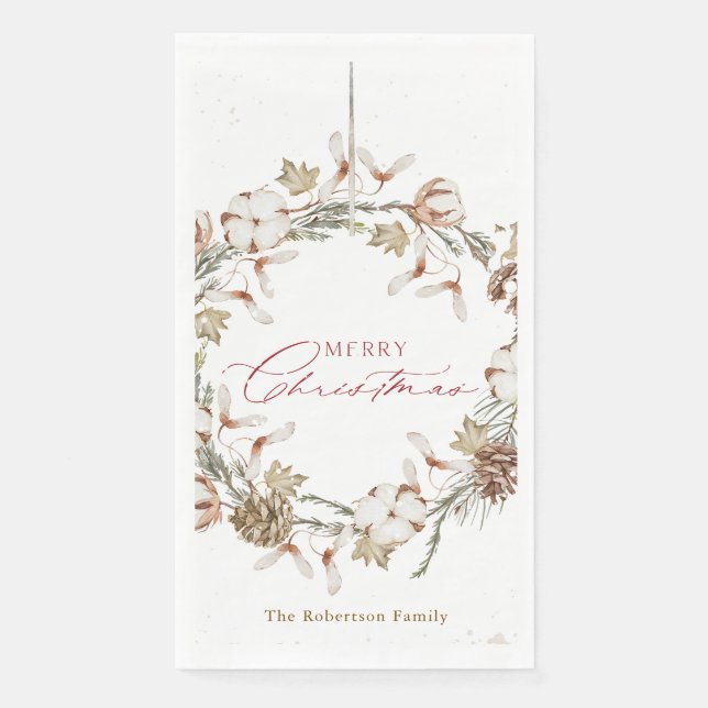 Minimalist Christmas Wreath  Napkin (Front)