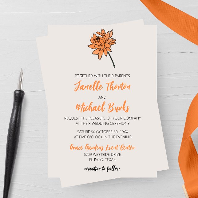 Minimalist Chrysanthemum Wedding Invitation (Creator Uploaded)