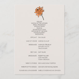 Minimalist Chrysanthemum Wedding Program Programme