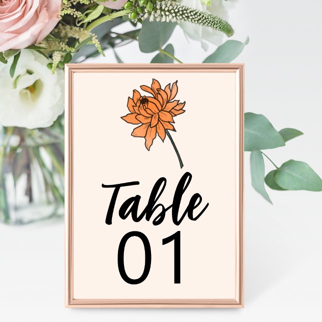 Minimalist Chrysanthemum Wedding Table Number (Creator Uploaded)