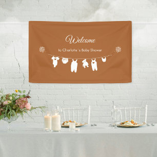 Minimalist Cinnamon Boho Baby Shower Welcome Banner