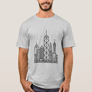 Minimalist city skyline in geometric lines T-Shirt