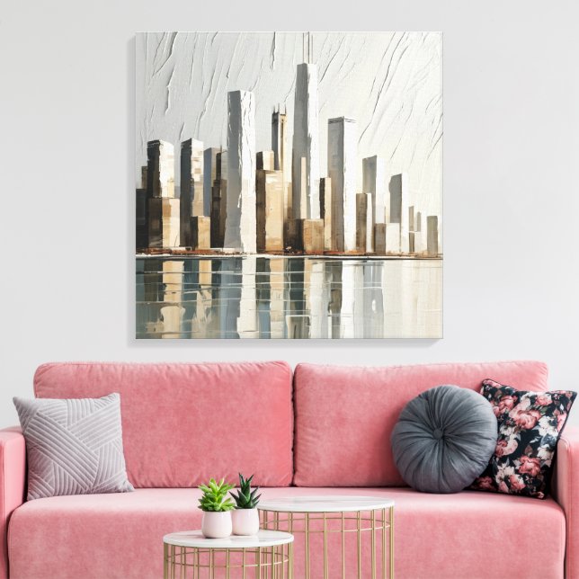   Minimalist Cityscape Textured  3D Paining Canvas Print (Insitu(LivingRoom))