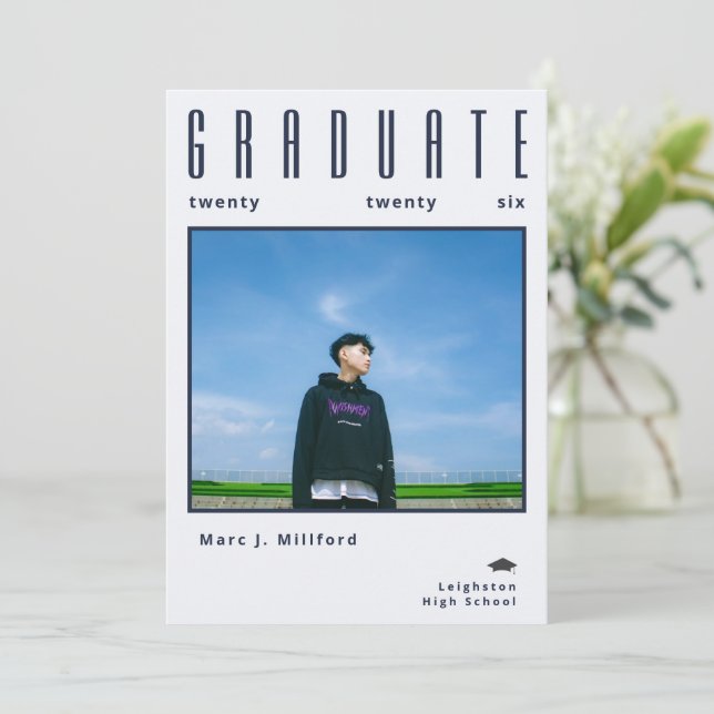 Minimalist class of 2026 Photo Graduation  Invitation (Standing Front)