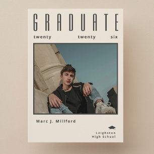 Minimalist class of 2026 Photo Graduation Invitation