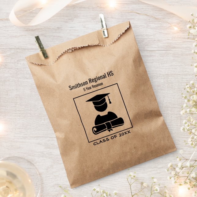 Minimalist Class Reunion Black White Custom Favour Bags (Clipped)