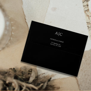Minimalist Classic Black Monogram Wedding Envelope