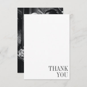 Minimalist Classic Black Typography Photo Wedding Thank You Card