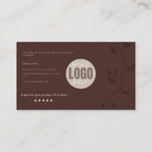 Minimalist classic brown thank you support small business card