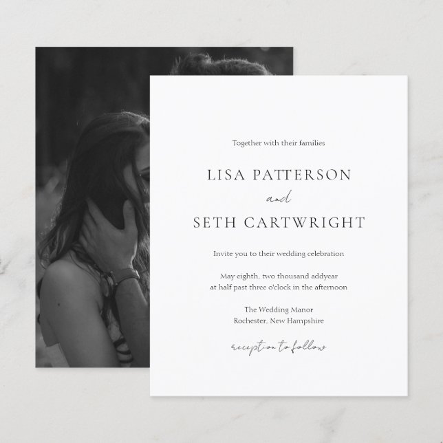 Minimalist Classic Budget Wedding Invitation (Front/Back)