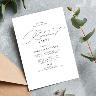 Minimalist classic calligraphy retirement party invitation