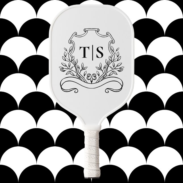 Minimalist Classic Chic White  and Black Monogram Pickleball Paddle (Minimalist Classic Chic White and Black Monogram Pickleball Paddle
)