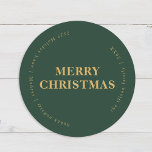 Minimalist Classic Christmas Green Envelope Seals<br><div class="desc">This minimalist classic christmas green envelope seals features modern, minimalist design that is both elegant and simple. Whether you prefer a classic, traditional look or a more contemporary style, with gold typography on a green background, you'll find the perfect card to celebrate the season. Personalise your cards easily to create...</div>