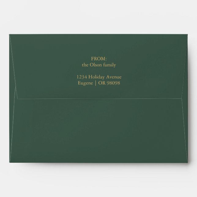 Minimalist Classic Christmas Green Mail Envelope (Back (Top Flap))