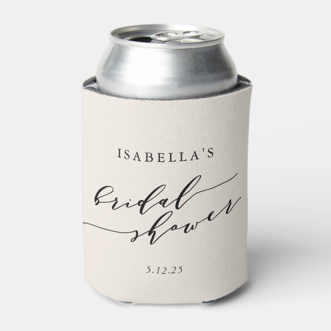 Minimalist Classic Cream Background Bridal Shower  Can Cooler (Can Front)