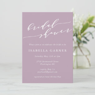 Minimalist Classic Dusty Lilac Bridal Shower Invitation