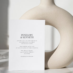 Minimalist Classic Elegant Black and White Wedding Invitation