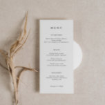 Minimalist Classic Font Wedding Menu Card<br><div class="desc">Designed to coordinate with our Minimalist All In One Collection, this customisable matching wedding menu card features a clean and simple layout, with classic font. For more advanced customisation of this design, e.g. changing layout, font or text size please click the "CUSTOMIZE" button above. Please contact me for any questions!...</div>