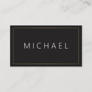 Minimalist Classic Gold Border Black Background Business Card