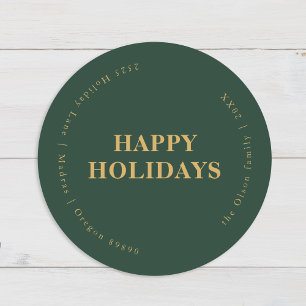 Minimalist Classic Holidays Green Envelope Seals