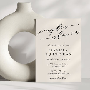 Minimalist Classic Ivory Cream Couples Shower Invitation