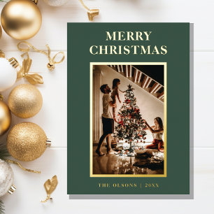 Minimalist Classic Merry Christmas Green Photo