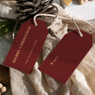 Minimalist Classic Merry Christmas Red Gift Tags