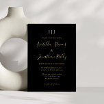 Minimalist Classic Monogram Wedding Black Gold<br><div class="desc">Minimalist Classic Monogram Black and Gold Foil Wedding Invitation</div>