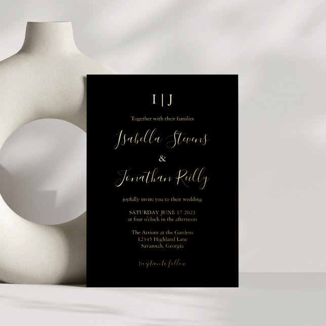 Minimalist Classic Monogram Wedding Black Gold (Creator Uploaded)