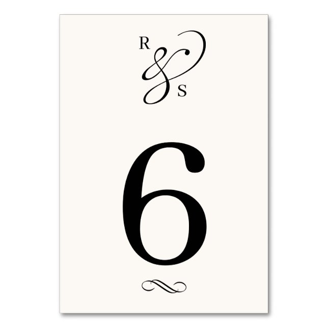 Minimalist Classic Monogram Wedding  Table Number (Front)