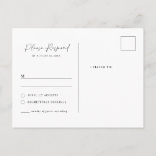 Minimalist classic rsvp postcard