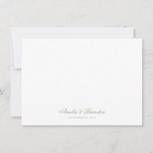 Minimalist Classic Sage Green Calligraphy Script Card